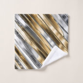 Modern, cool, chic, silver and gold stripe pattern bad handdoek (Wasdoekje)
