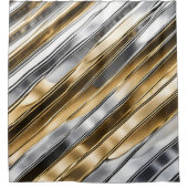 Modern, cool, chic, silver and gold stripe pattern douchegordijn (Voorkant)