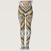 Modern, cool, chic, silver and gold stripe pattern leggings (Voorkant)