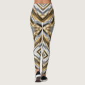 Modern, cool, chic, silver and gold stripe pattern leggings (Achterkant)