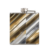Modern, cool, chic zilver- en goudstreeppatroon heupfles (Achterkant)