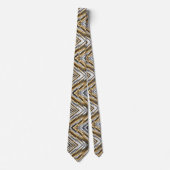Modern, cool, chic, zilveren en gouden streeppatro stropdas (Voorkant)