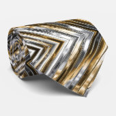 Modern, cool, chic, zilveren en gouden streeppatro stropdas (Opgerold)