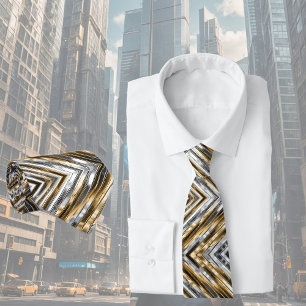 Modern, cool, chic, zilveren en gouden streeppatro stropdas