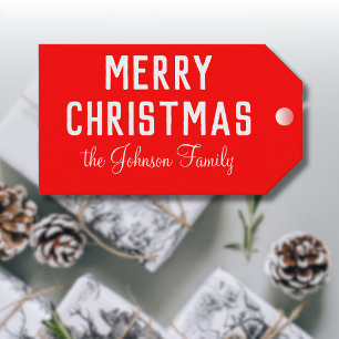 Modern Cool Classic Red Christmas Cadeaulabel