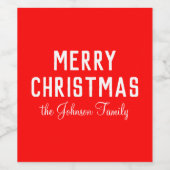 Modern Cool Classic Red Christmas Wijn Etiket (Enkel label)