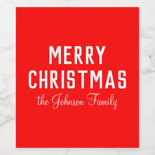 Modern Cool Classic Red Christmas Wijn Etiket (Enkel label)