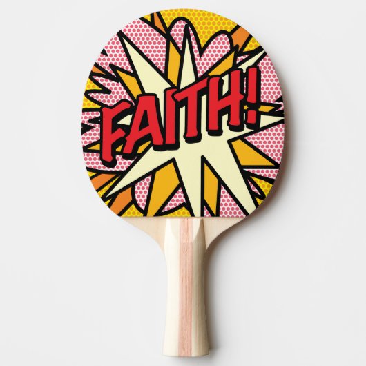 Modern Cool Comic Book Pop Art FAITH Tafeltennisbatje (Voorkant)