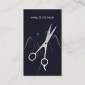Modern Cool Dark Blue Silver Scissor Hair Stylist Visitekaartje (Achterkant)