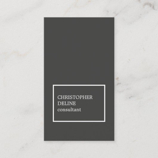Modern Cool Dark Gray White Consultant Visitekaartje (Voorkant)