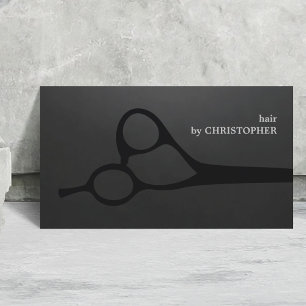 Modern Cool Dark Grey Black Scissor Hair Stylist Visitekaartje