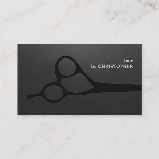 Modern Cool Donkergrijs Zwart Schaar Hair Stylist Visitekaartje (Voorkant)