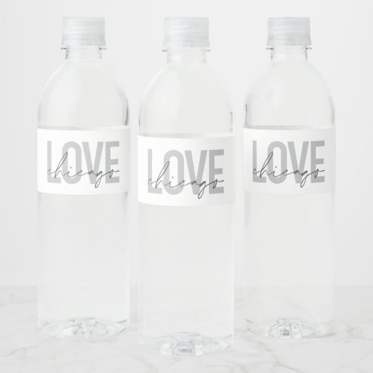 Modern, cool, eenvoudig, minimaal, design Love Chi Waterfles Etiket (Flessen)