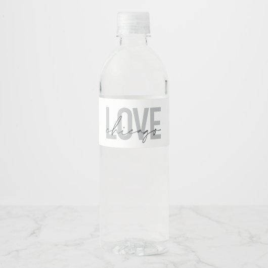 Modern, cool, eenvoudig, minimaal, design Love Chi Waterfles Etiket (Voorkant)