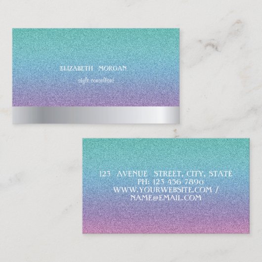 Modern Cool Elegant Professional Glitter Ombre Visitekaartje (Voorkant / Achterkant)