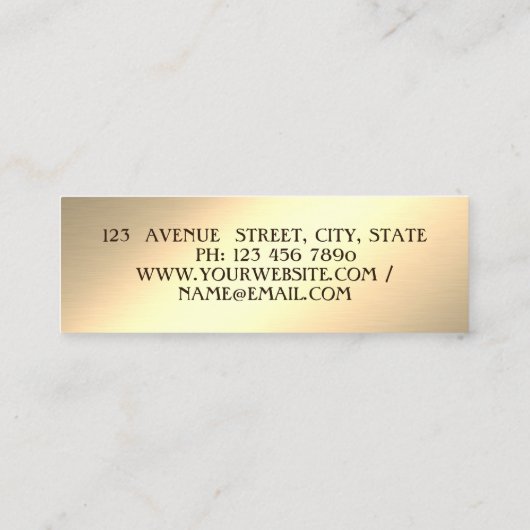 Modern Cool Elegant Professional Gold Mini Visitekaartje (Achterkant)