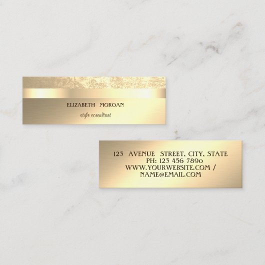 Modern Cool Elegant Professional Gold Mini Visitekaartje (Voorkant / Achterkant)