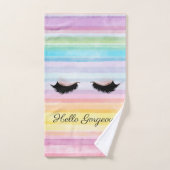 Modern Cool Faux Lashes Rainbow Stripes Bad Handdoek (Handdoek)