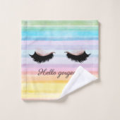 Modern Cool Faux Lashes Rainbow Stripes Bad Handdoek (Wasdoekje)