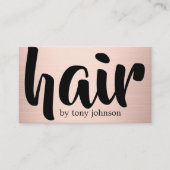 Modern Cool Faux Rose Gold Black Hair Stylist Visitekaartje (Voorkant)