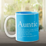 Modern Cool Favoriete Tante Definitie Blauw Tweekleurige Koffiemok<br><div class="desc">Pas je tante of tante aan om een unieke gave te creëer. Een perfecte manier om haar te shows hoe geweldig ze elke dag is. Ontworpen door: Thisnotme©</div>