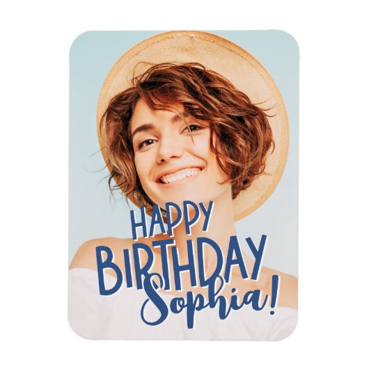 Modern Cool Fun Custom Foto Verjaardag Groet Magneet (Verticaal)