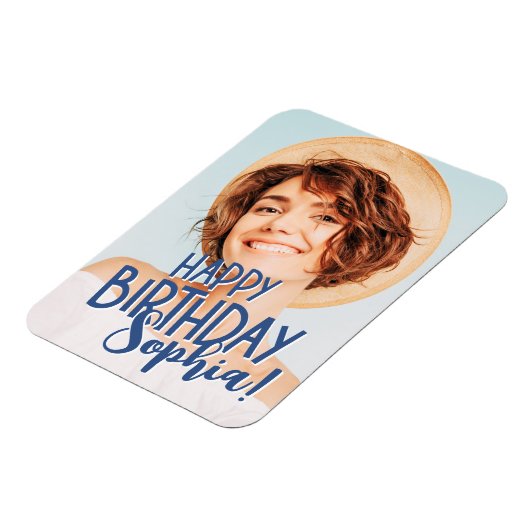 Modern Cool Fun Custom Foto Verjaardag Groet Magneet (Linkerzijde)