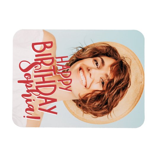 Modern Cool Fun Custom Foto Verjaardag Groet Magneet (Horizontaal)