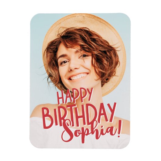 Modern Cool Fun Custom Foto Verjaardag Groet Magneet (Verticaal)