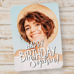 Modern Cool Fun Custom Foto Verjaardag Groet Magneet<br><div class="desc">Ontwerp is modern en eenvoudig. Voeg een aangepaste foto toe van de verjaardagscadeur en voeg zijn/haar naam toe.</div>