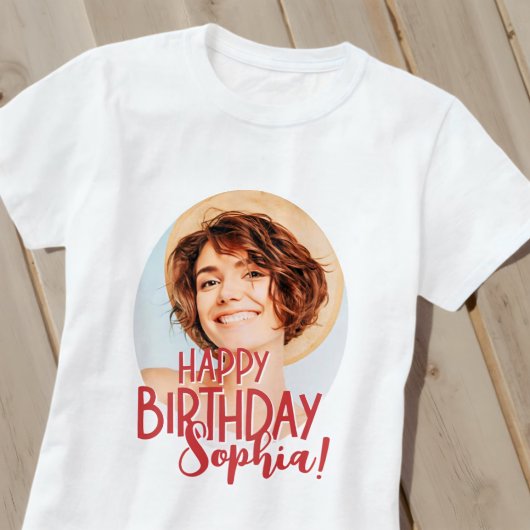 Modern Cool Fun Custom Foto Verjaardag Groet T-shirt