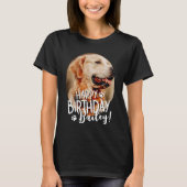 Modern Cool Fun Custom Pet Foto Verjaardag Groet T-shirt (Voorkant)