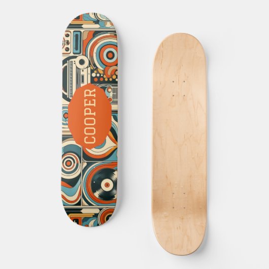 Modern Cool Geometric Forms Quirky Psychedelic Art Persoonlijk Skateboard (Voorkant)