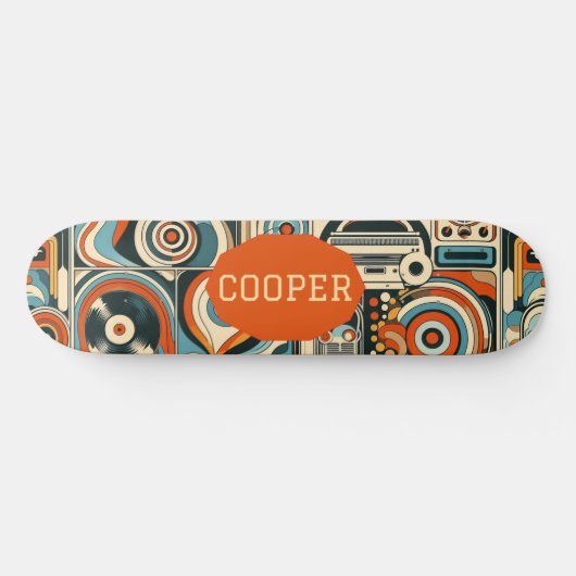 Modern Cool Geometric Forms Quirky Psychedelic Art Persoonlijk Skateboard (Horizontaal)