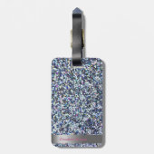Modern Cool Glitter Zilveren Streep - Persoonlijk Bagagelabel (Achterkant verticaal)