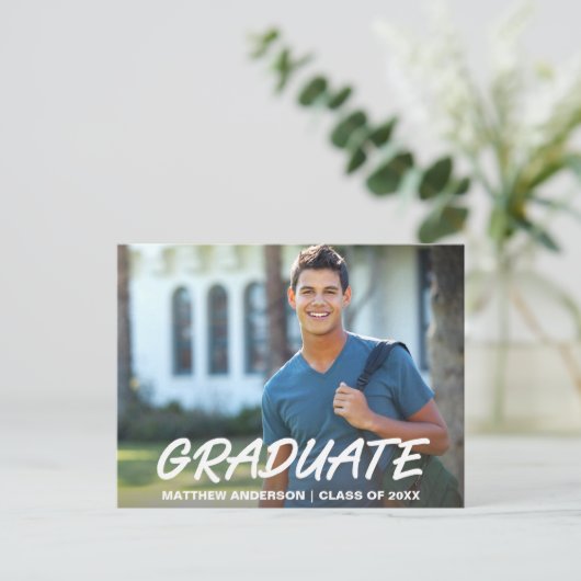 Modern Cool Graduation Party Invitation Foto W Uitnodiging Briefkaart (Staand voorkant)