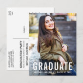 Modern Cool Graduation Party Photo W Invitation Uitnodiging Briefkaart (Voorkant / Achterkant)