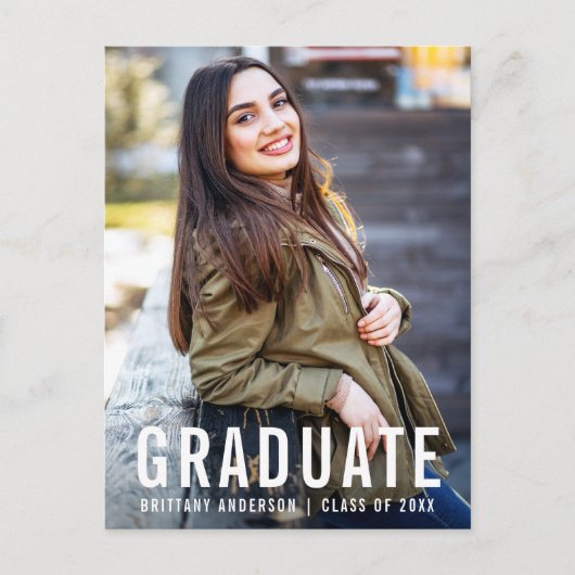Modern Cool Graduation Party Photo W Invitation Uitnodiging Briefkaart (Voorkant)