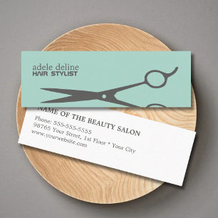 Modern Cool Gray Scissor Blue Hair Stylist Mini Visitekaartje