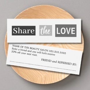 Modern Cool Gray White Beauty Salon Referral Mini Visitekaartjes