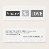 Modern Cool Gray White Beauty Salon Referral Mini Visitekaartjes (Voorkant /achterkant)