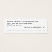 Modern Cool Gray White Beauty Salon Referral Mini Visitekaartjes (Achterkant)