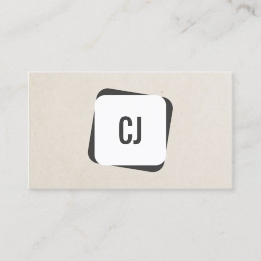 Modern Cool Gray White Monogram Consultant Visitekaartje (Voorkant)