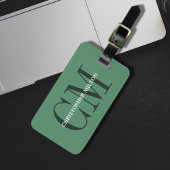 Modern Cool Green Bold Monogram Bagagelabel