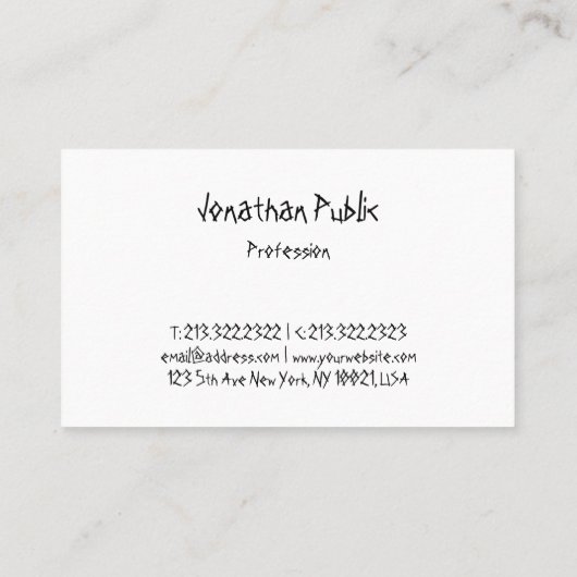 Modern Cool Handgeschreven Script Eenvoudige Sjabl Visitekaartje (Achterkant)