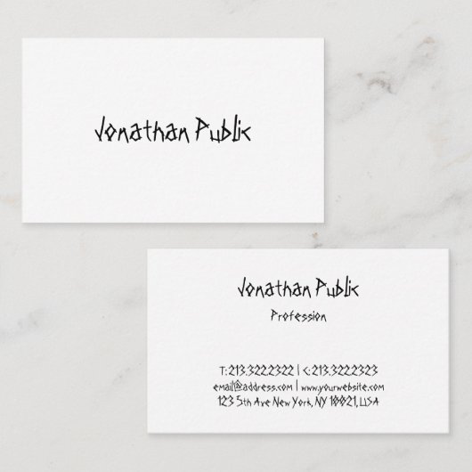 Modern Cool Handgeschreven Script Eenvoudige Sjabl Visitekaartje (Voorkant / Achterkant)