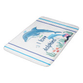 Modern Cool I Love Dolphins citaten Naam Monogram Badmat (Gekanteld)