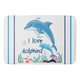 Modern Cool I Love Dolphins citaten Naam Monogram Badmat