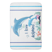 Modern Cool I Love Dolphins citaten Naam Monogram Badmat (Voorkant Verticaal)