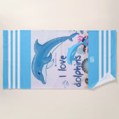 Modern & Cool Ik hou van dolfijnen Quotes Naam  Strandlaken (Voorkant)
